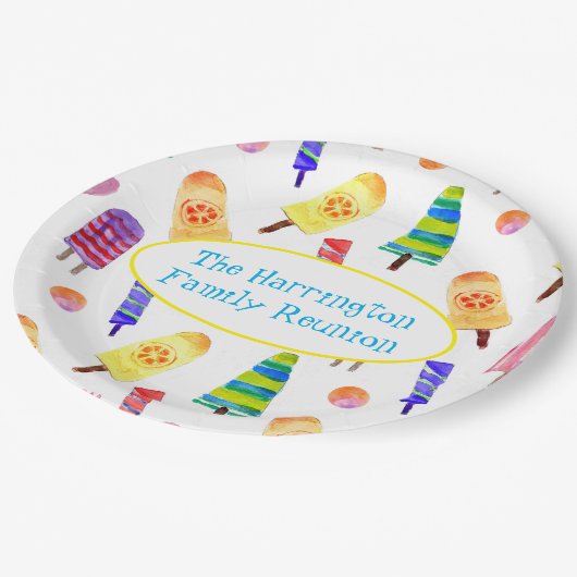 Waterverf met de hand geschilderde Popsicles Summe Papieren Bordje (Gekanteld)