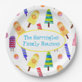 Waterverf met de hand geschilderde Popsicles Summe Papieren Bordje (Voorkant)