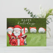 Waterverf met de kerstfeestdag met Golf Feestdagenkaart (Staand voorkant)