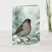 Waterverf met donkerogige Junco Bird Kerstmis Feestdagen Kaart (Voorkant)
