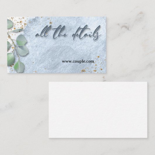 Waterverf met dubbele blauwe bruiloft informatiekaartje (Voorkant / Achterkant)