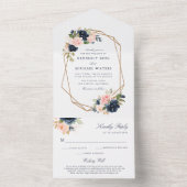 Waterverf met een bloeiende geometrische bruiloft all in one uitnodiging (Binnen)