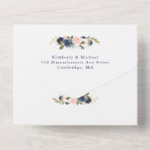 Waterverf met een bloeiende geometrische bruiloft all in one uitnodiging (Achterkant)