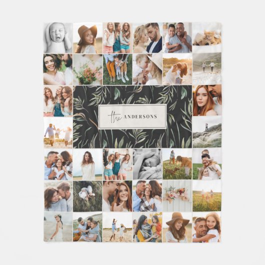 Waterverf met elegant 38 foto moderne familie fleece deken (Voorkant)