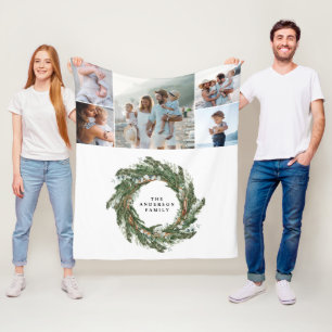 Waterverf met elegant 5 foto moderne familie fleece deken