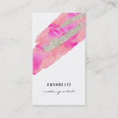 Waterverf met Faux Silver Glitter Brush Strokes Visitekaartje (Voorkant)
