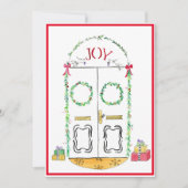 Waterverf met feestelijke voorste deur feestdagenkaart (Voorkant)