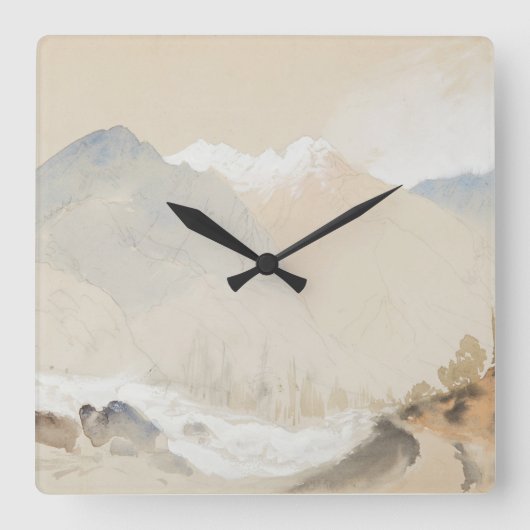 Waterverf met fijne kunst Landschap Twin Lake Colo Vierkante Klok (Voorkant)