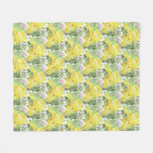 Waterverf met gele talkbeaardde iris fleece deken (Voorkant (Horizontaal))