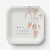 Waterverf met gemetste grasbessen komt bij bruilof papieren bordje (Voorkant)