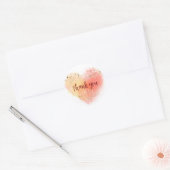 Waterverf met glitter hart & dank u ronde sticker (Envelop)