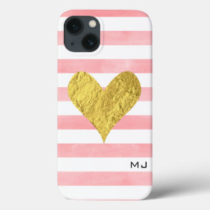 Waterverf met Gold Foil Heart iPhone 13 Hoesje
