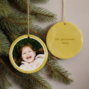 Waterverf met gouden gele botanische foto Lijst Keramisch Ornament
