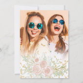 Waterverf met goudroze bloem Quinceanera Kaart (Achterkant)