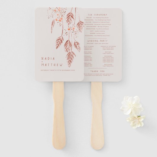 Waterverf met grasbessen handwaaier (Voorkant en achterkant)