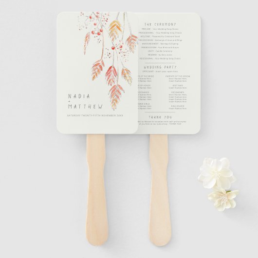 Waterverf met grasbessen handwaaier (Voorkant en achterkant)