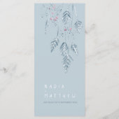 Waterverf met grasbessen, stoffig blauw trouwmenu menu (Achterkant)