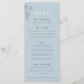 Waterverf met grasbessen, stoffig blauw trouwmenu menu (Voorkant)