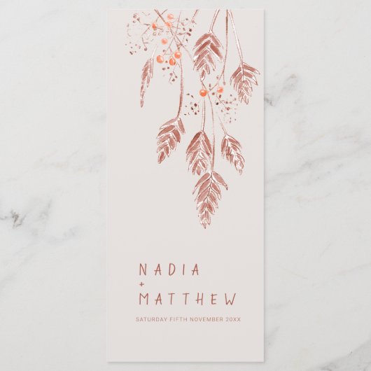 Waterverf met grasbessen (tint terracotta bruiloft menu (Achterkant)