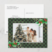 Waterverf met groene buffels met kerstmis feestdagenkaart (Voorkant / Achterkant)