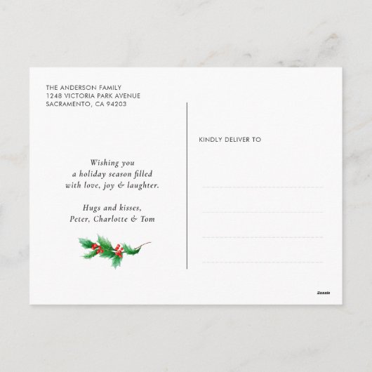 Waterverf met groene buffels met kerstmis feestdagenkaart (Achterkant)