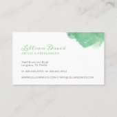 Waterverf met groene en Aqua was artistiek Visitekaartje (Achterkant)