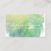 Waterverf met groene en Aqua was artistiek Visitekaartje (Voorkant)