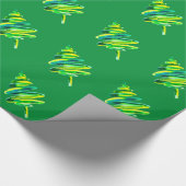 Waterverf met groene kerstbomen cadeaupapier (Hoek)