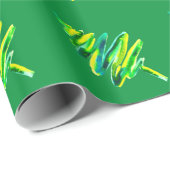 Waterverf met groene kerstbomen cadeaupapier (Rol Hoek)