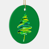 Waterverf met groene kerstbomen keramisch ornament (Rechts)