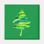 Waterverf met groene kerstbomen magneet (Voorkant)