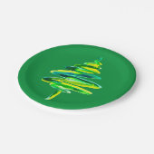 Waterverf met groene kerstbomen papieren bordje (Gekanteld)