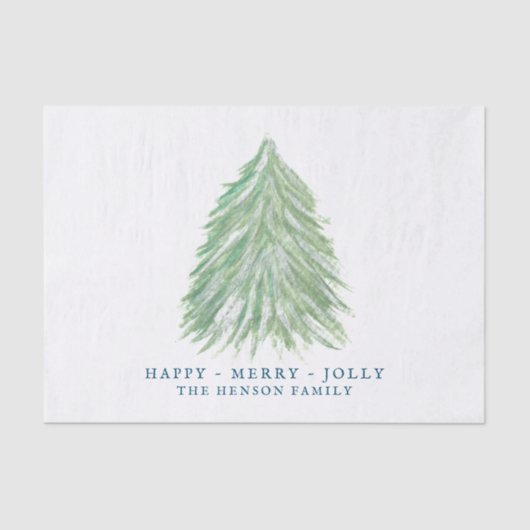 Waterverf met groene kerstbomen tissuepapier (Voorkant)