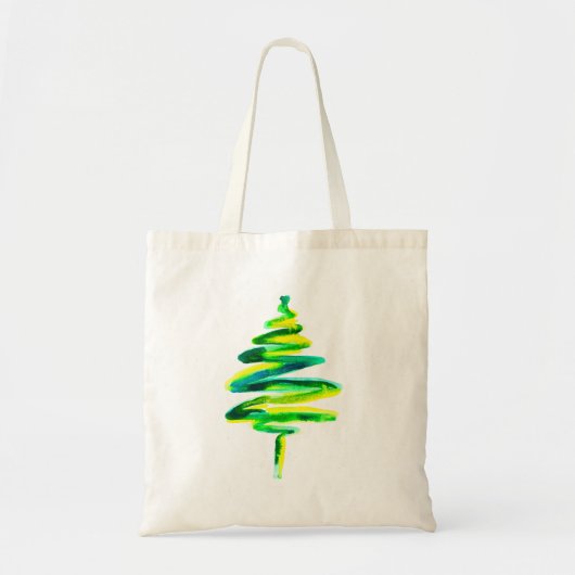 Waterverf met groene kerstbomen tote bag (Voorkant)