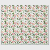 Waterverf met groene roze kerstbloemen cadeaupapier (Vlak)