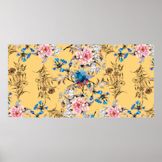 Waterverf met hand getekend naadloos patroon met b poster