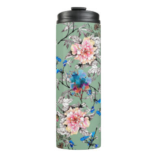 Waterverf met hand getekend naadloos patroon met b thermosbeker