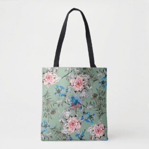 Waterverf met hand getekend naadloos patroon met b tote bag