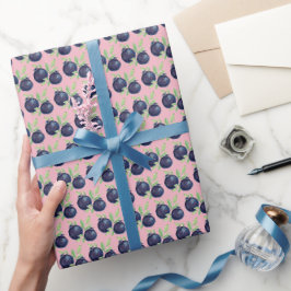 Waterverf met handbeschilderde blauwe bosbessen cadeaupapier