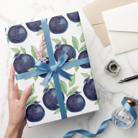 Waterverf met handbeschilderde blauwe bosbessen cadeaupapier (Geschenken)