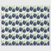 Waterverf met handbeschilderde blauwe bosbessen cadeaupapier (Vlak)