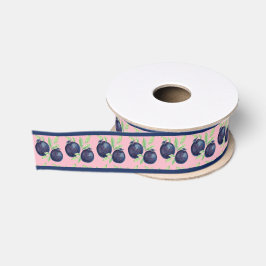 Waterverf met handbeschilderde blauwe bosbessen grosgrain lint