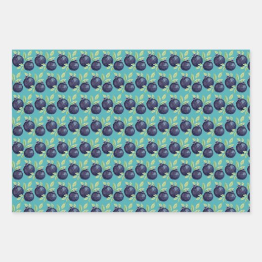 Waterverf met handbeschilderde blauwe bosbessen inpakpapier vel (Voorkant 3)