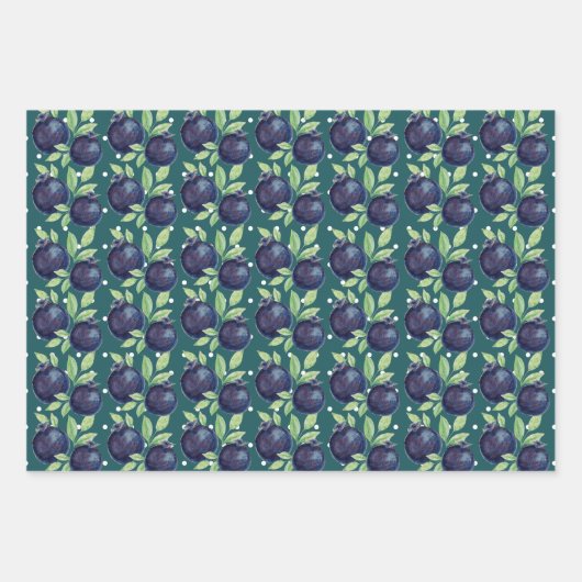 Waterverf met handbeschilderde blauwe bosbessen inpakpapier vel (Voorkant 2)