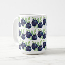 Waterverf met handbeschilderde blauwe bosbessen koffiemok