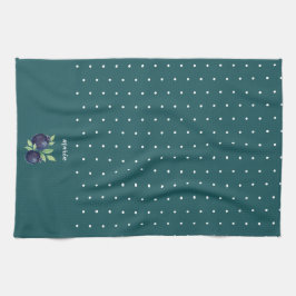 Waterverf met handbeschilderde blauwe bosbessen theedoek