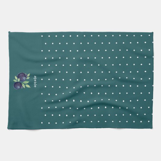 Waterverf met handbeschilderde blauwe bosbessen theedoek (Horizontaal)