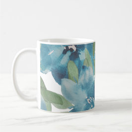Waterverf met handbeschilderde blauwe Floral Fusio Koffiemok