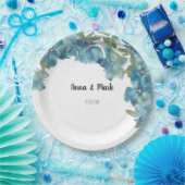 Waterverf met handbeschilderde blauwe Floral Fusio Papieren Bordje (Feest)