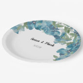 Waterverf met handbeschilderde blauwe Floral Fusio Papieren Bordje (Gekanteld)